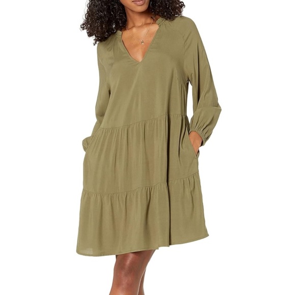 The Drop Dresses & Skirts - The Drop Womens Caralynmirand Ruffle-Neck Tiered Mini Dress Green